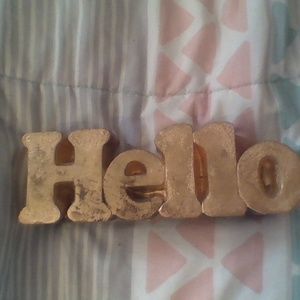 "Hello" room decor sign